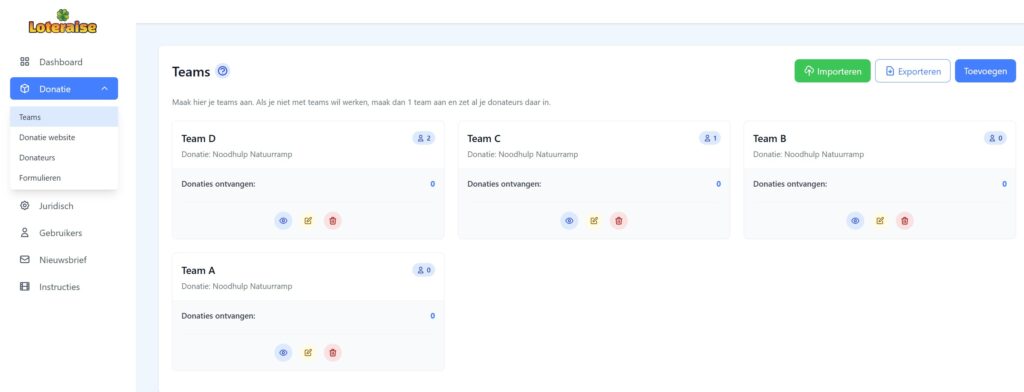 Donaties Teams en Verkopers